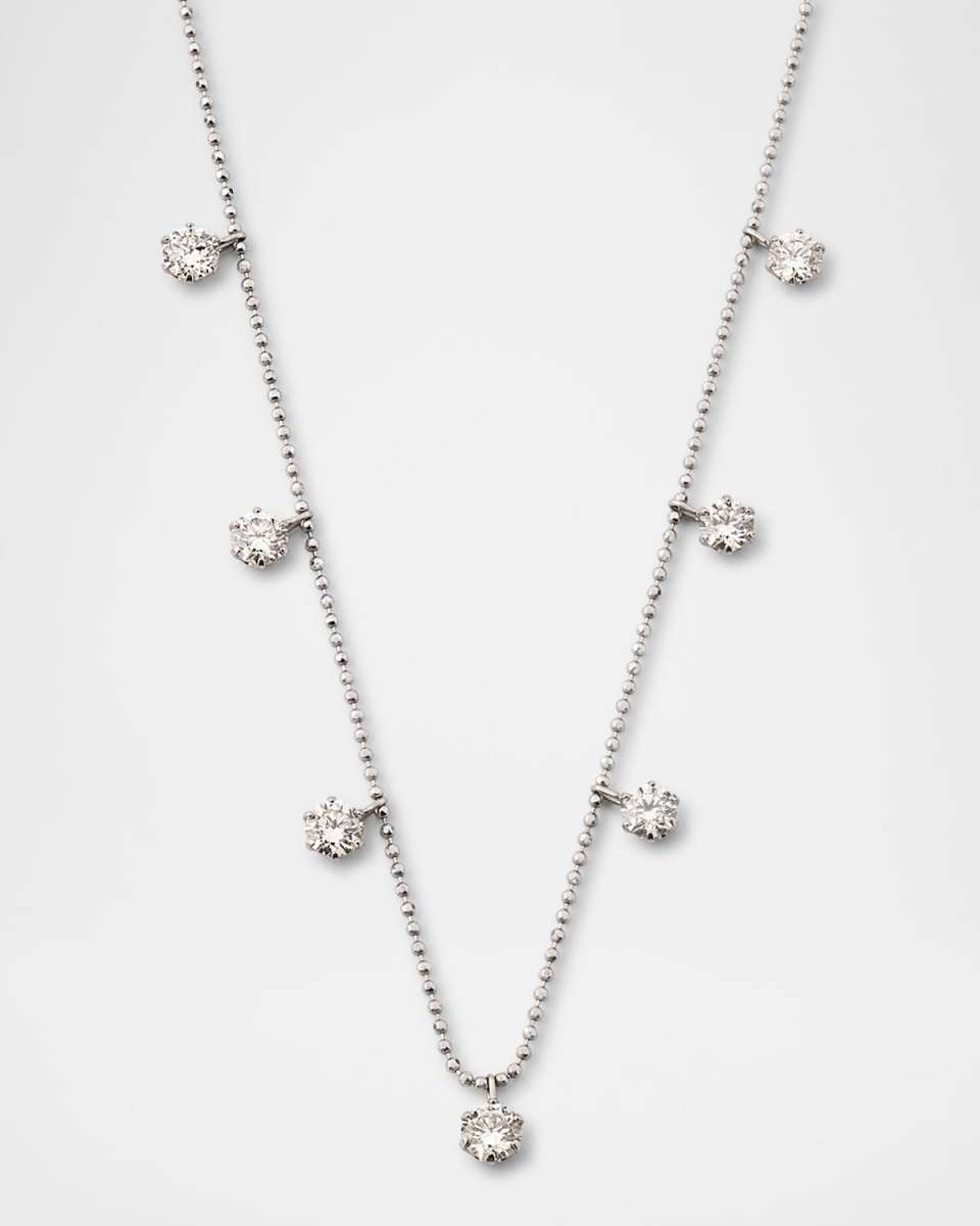 18K White Gold Medium Floating Diamond Necklace